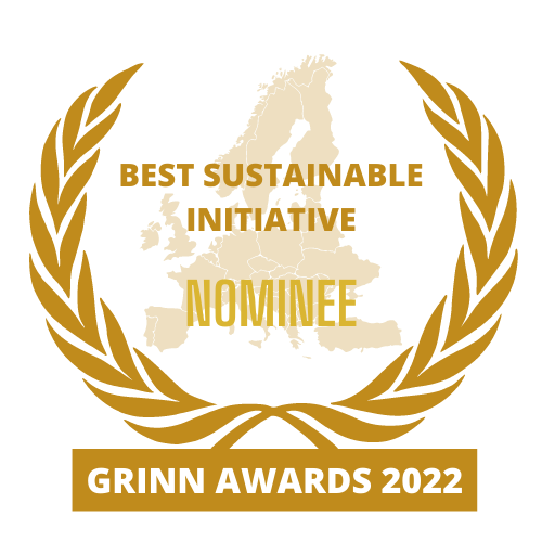 WHITE BACKGROUND - GRINN AWARDS 2022 - Best Sustainable Initiative - NOMINEE badge
